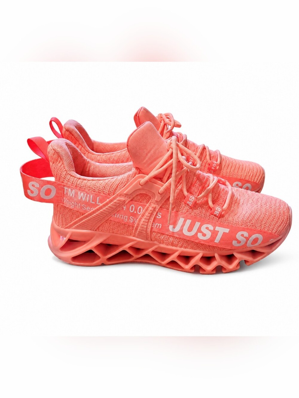 Women's Size 39 Coral Knit Athletic Sneakers Chunky Blade Sole Lace-Up Casual Ru